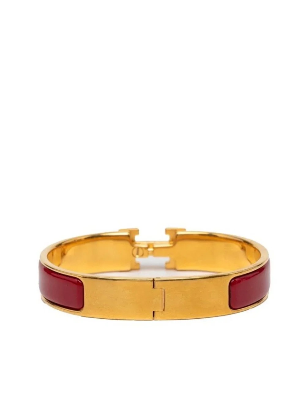 Hermes Click PM Enamel Bracelet Red Gold Plated